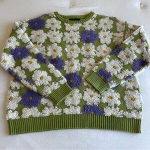 Forever 21 Green and Purple Floral Sweater